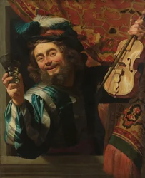 Il violinista allegro
Violinista allegro con bicchiere di vino