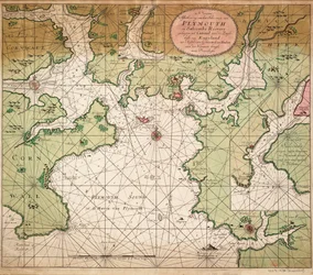 Carta di Plymouth Sound, dalla carta del Canale della Manica di Greenville Collins del 1693