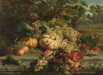Natura morta con fiori e frutta