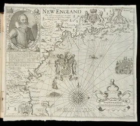 Mappa del New England, da Historia Mundi: o Atlante di Mercatore, Londra, 1635