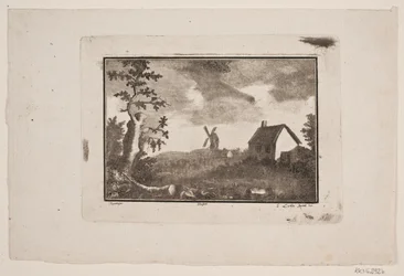 Paesaggio con casa e mulino