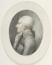 Ritratto di A.P. Bernstorff, conte, primo ministro (1735-1797). Mezzobusto. Profilo a sinistra
