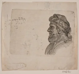 Studio della testa di un vecchio di profilo