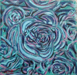 Rose blu, 2024 (olio su tela)