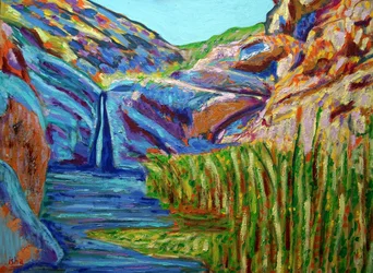 Cascata di sole di maggio, 2022 (olio su tela)