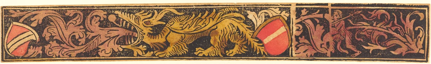 Striscia Grottesca con Drago, Scudi e Uomini Selvaggi