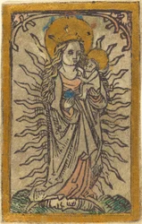 Madonna e bambino in gloria su una luna crescente