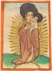 Madonna e bambino in gloria su una luna crescente