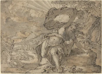 Figura femminile allegorica in un paesaggio [recto]