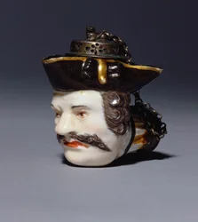 Una ciotola per pipa di Meissen modellata come la testa di Schmiedel, c.1750
