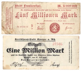 Banconote da cinque milioni e un milione di marchi, 1923