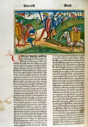 Una pagina della Bibbia di Norimberga, edizione tedesca, ...