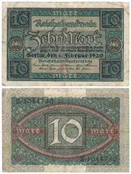 Una banconota da dieci marchi, 1920 (recto e verso)
