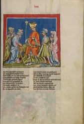 Aronne trasforma il bastone in un serpente da Weltchronik Ms. 33, fol. 73, c.1400-10