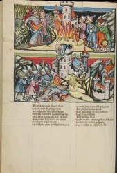 Miniature di Abimelech dalla Weltchronik, ms. 33, fol. 137v, 1400-10 circa