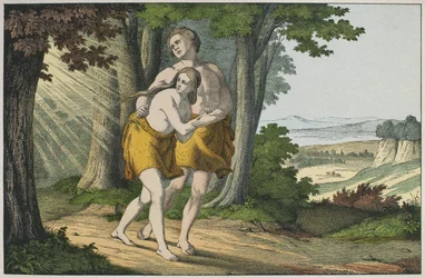 Adamo ed Eva cacciati dal paradiso, illustrazione da L