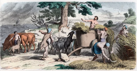 Storia antica. Grecia. Agricoltura e raccolta ... (incisione)