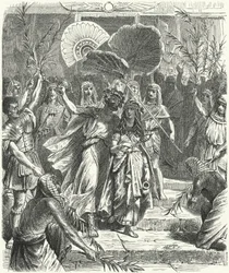 Antonio e Cleopatra come Osiride e Iside (incisione)