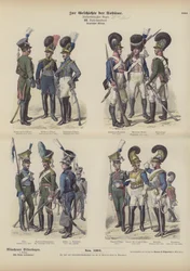 Uniformi militari bavaresi, inizio XIX secolo (incisione colorata)