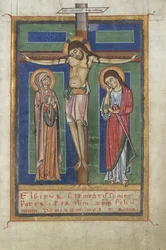 Pagina del Canone da un Sacramentario, con la Crocifissione, c. 1150-1160