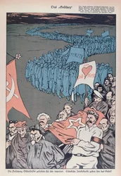Caricatura della morte di Felix Dzherzhinsky (1877-1926), fondatore e direttore della CHEKA