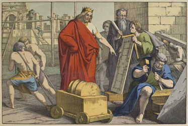 Costruzione del Tempio di Gerusalemme, illustrazione da L