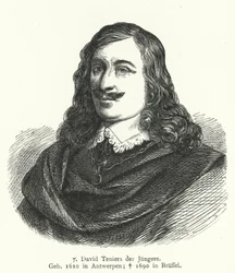 David Teniers il Giovane, artista barocco fiammingo (incisione)