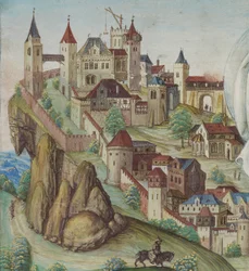 Particolare della Crocifissione, città tedesca, fine XV secolo (tempera e oro su pergamena)