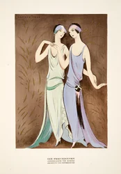 Die Freundinnen, abiti di Kuhnen, da Styl, pub.1922 (stampa a pochoir)
