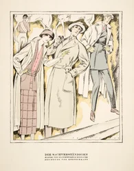 "Die Sachverständigen", pubblicità per i cappotti di Stawropulos  Moldauer, da Styl, pub.1922 (stampa a pochoir)