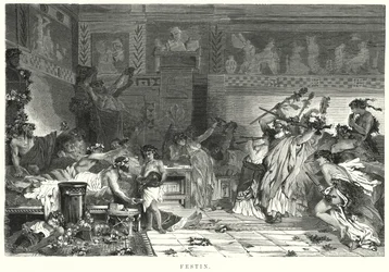 Intrattenimento dopo il pasto a un banchetto romano