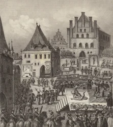 Esecuzione dei capi ribelli protestanti cechi a Praga