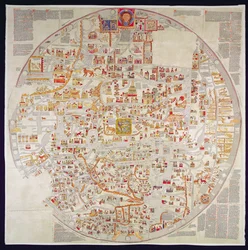 Copia in facsimile del "Mappamundi di Ebstorf", realizzato per il convento di Ebstorf, vicino a Luneberg, intorno al 1339 (stampa)