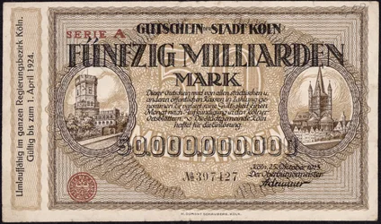 Banconota da cinquanta miliardi di marchi, 1923