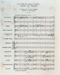 Prima pagina della partitura per La fuga in Egitto, op. 25, ouverture di Hector Berlioz