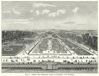 Progettazione del giardino: giardini del Castello di Vaux-le-Vicomte, Maincy, Francia, progettati da André Le Nôtre nel XVII secolo