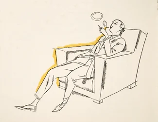 Gentiluomo che soffia fumo, da Styl, pub.1922 (stampa pochoir)