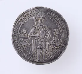 Guildiner (tallero) di Sigismondo (1439-96), conte del Tirolo, zecca di Hall, 1486 (dritto)