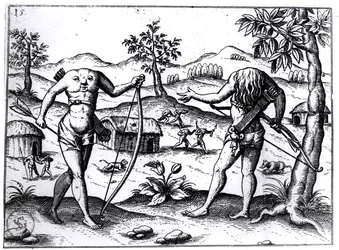 Uomini e donne senza testa, illustrazione dal resoconto di Sir Walter Raleigh sulla Guyana, pubblicato a Norimberga, 1599