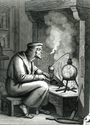 Illustrazione dal Faust di Goethe che raffigura Mefistofele che crea un homunculus, 1854