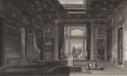 Interno di una casa romana a Pompei. Illustrazione per Bilder-Atlas