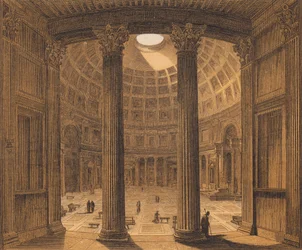 Interno del Pantheon, Roma (litografia a colori)