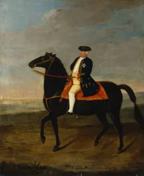 Re Federico Guglielmo I a cavallo con Potsdam sullo sfondo, c.1735