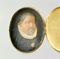 Medaglione con miniatura in cera del ritratto del Langravio Guglielmo IV