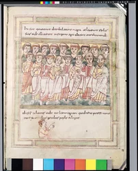 Ms 99 fol.15v Gruppo di diciassette uomini, dall