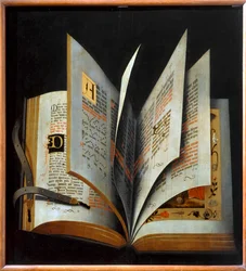 Libro aperto. Scuola tedesca, primo quarto del XVI secolo ... (olio su tavola)
