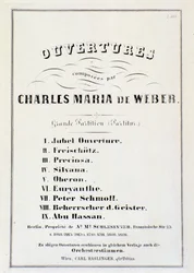 Pagina con presentazione di ouverture da varie opere di Carl Maria von Weber