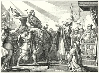 Pipino il Breve proclamato Re dei Franchi, 751 (incisione)