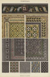 Pompeiano, Pavimenti a mosaico (litografia a colori)