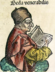 Ritratto di Beda, pubblicato nella Cronaca di Norimberga, 1493